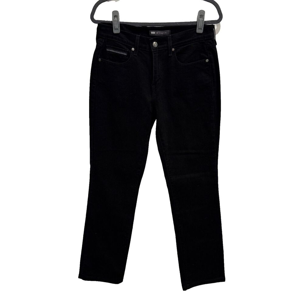 NWOT Levi’s 505 Jeans Straight Leg Western Rodeo Embroidery Womens 8 Black Denim